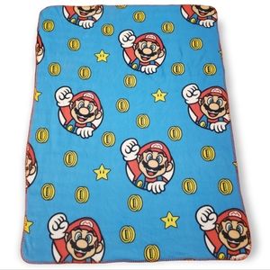 Rare Nintendo Super Mario Brothers Soft Throw Baby Blanket 35” X 48”